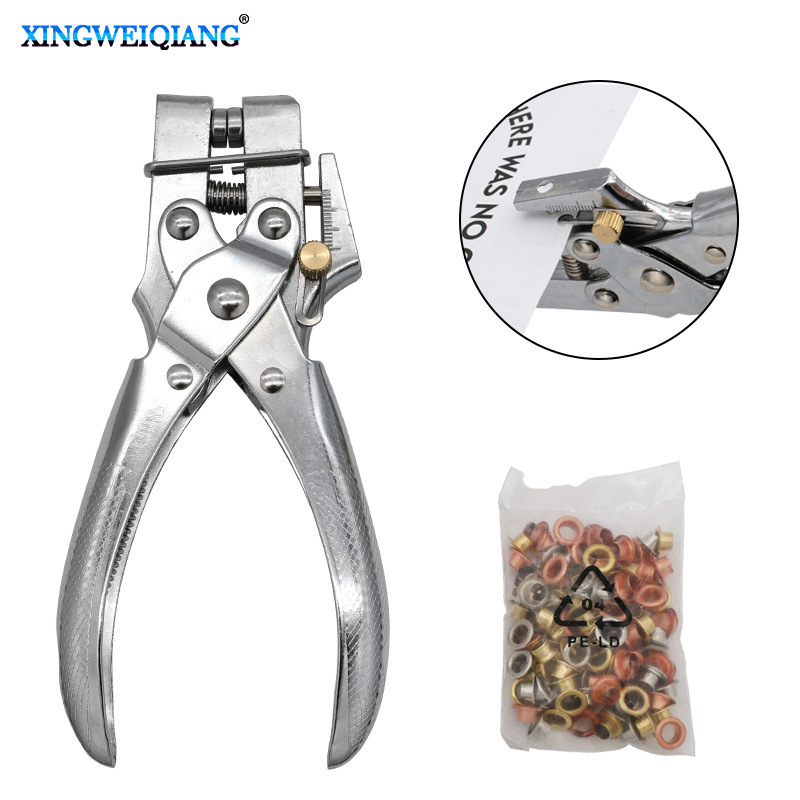 Drilling and pressing pliers, adjustable drilling depth 4-13mm, lever principle, labor-saving design, easy drilling and retaining ring