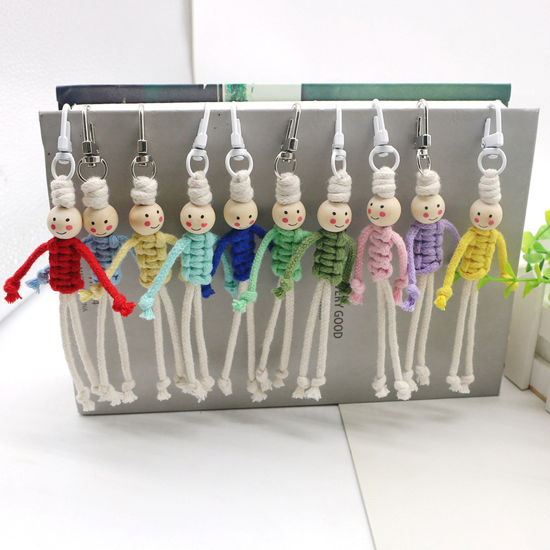 New Korean style cotton rope hand-woven keychain pendant cute style mini doll bag decoration pendant