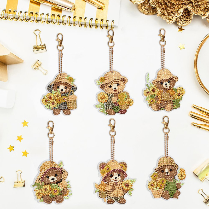 DIY diamond painting keychain bear cartoon keychain children's handmade diamond DIY bag pendant jewelry