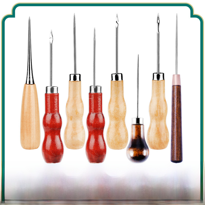 DIY handmade leather tools, round hole gourd wooden handle awl, drillable, handmade Qianmentong positioning tool