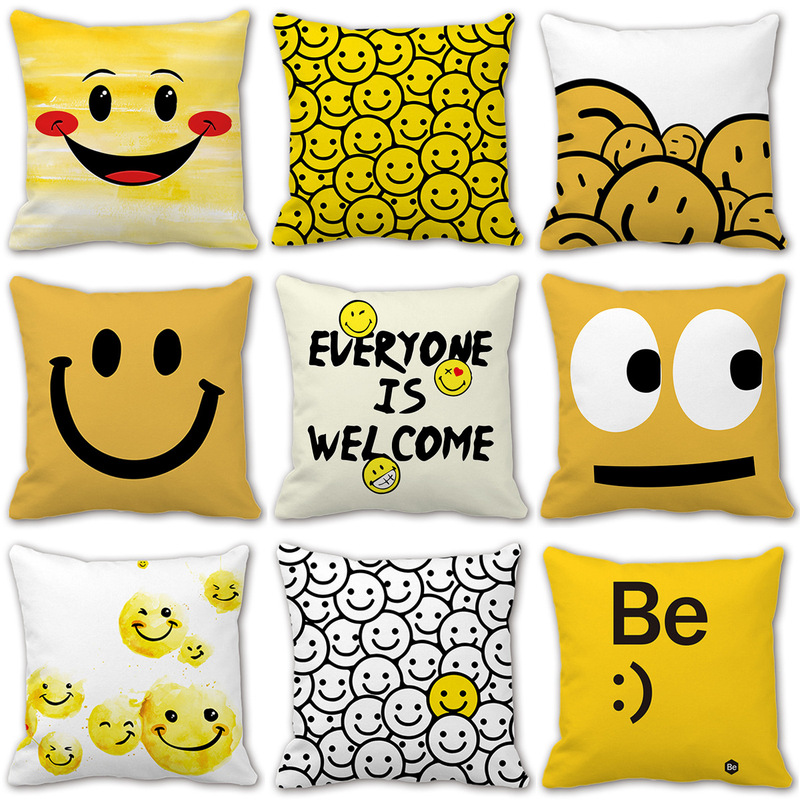 Thick smiling face plush pillowcase digitally printed expression bag pillow sofa cushion funny and cute