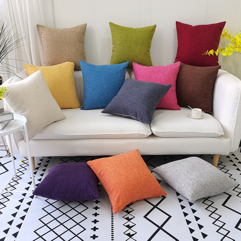 Amazon's popular Nordic home thickened linen solid color pillow case sofa cushion cover pillow pillow case