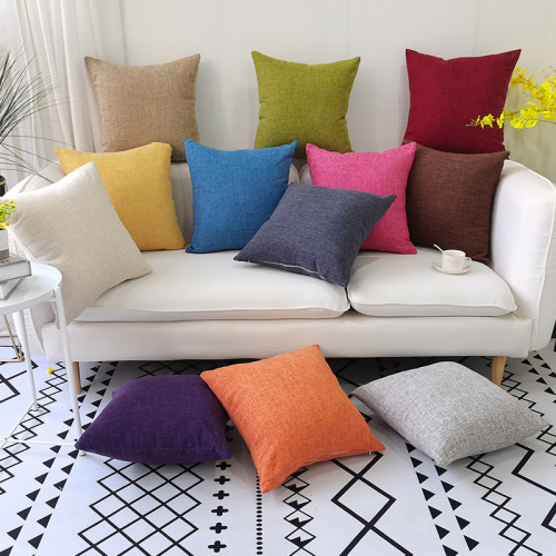 Amazon's popular Nordic home thickened linen solid color pillow case sofa cushion cover pillow pillow case
