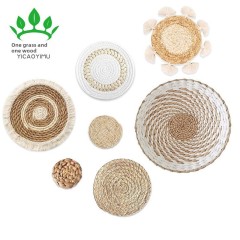 Bohemian wall basket set wall decoration straw wall decoration B&B entrance living room decoration hanging hand-woven wall hanging