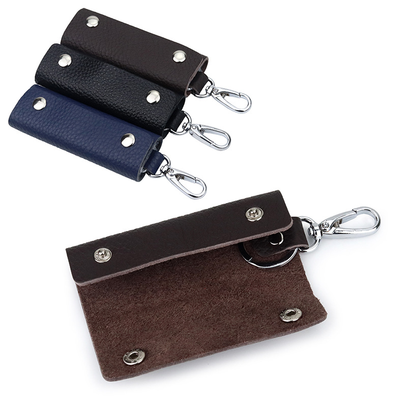 Guangzhou Wholesale First Layer Cowhide Household Key Bag Men's Retro Gift Universal Key Bag Genuine Leather