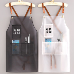 New style transparent no-wash TPU waterproof apron with logo printing aquatic products and catering special work clothes for women's kitchen and home use