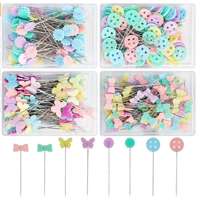 100pcs/box flower pins, plum blossom pins, butterfly button pins, sewing patchwork fixing pins