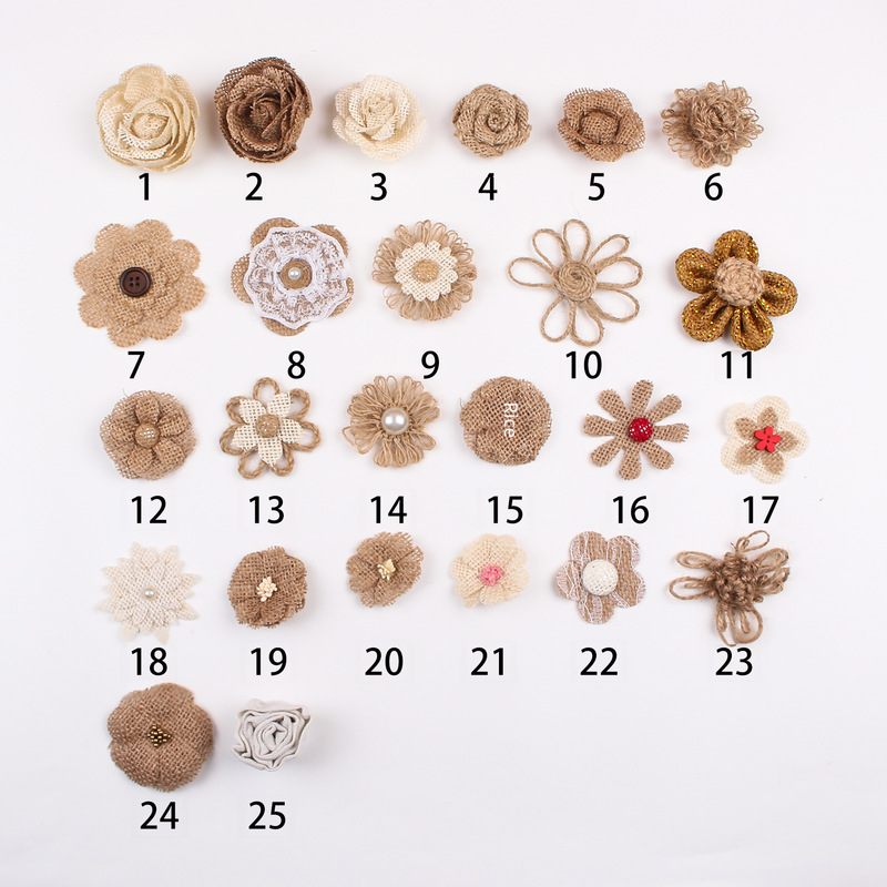 DIY handmade burlap flowers clothing accessories shoes flowers hat flowers home Christmas wedding decoration bow burlap flowers