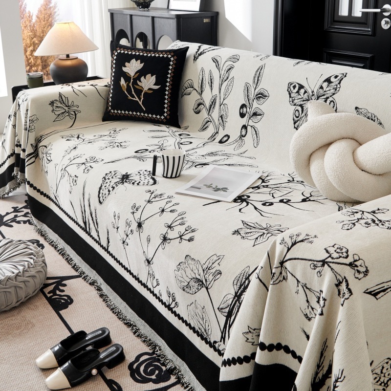 Retro French sofa cover cloth full cover chenille four-season sofa cushion light luxury high-end sofa cover