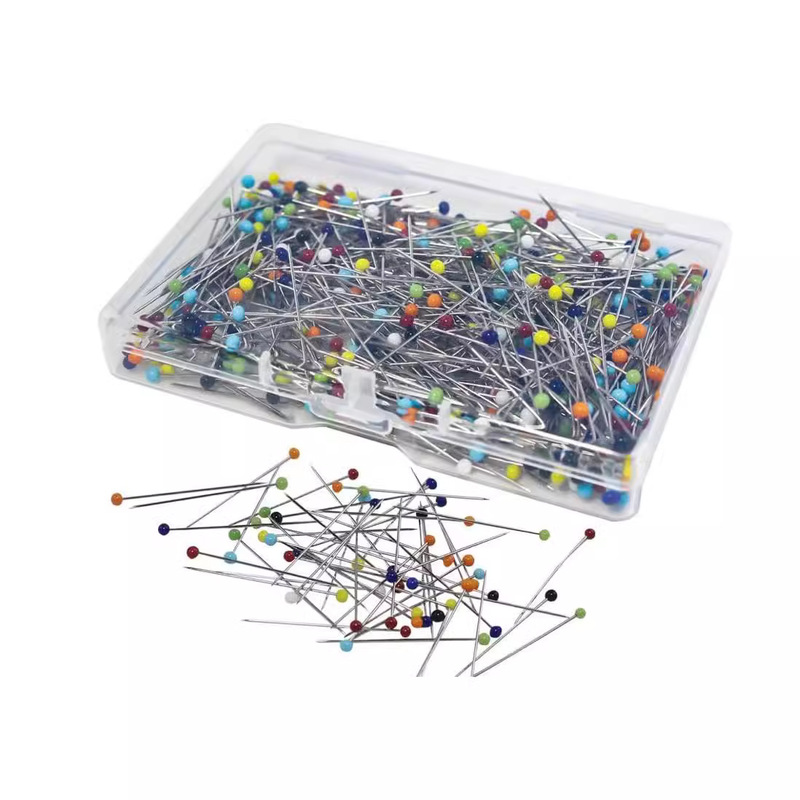 Amazon cross-border colored glass head bead needle pins handmade clothing sewing positioning needles high temperature resistant boxed