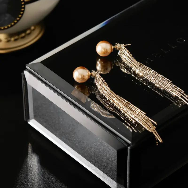 Niche design pearl tassel earrings for women, two-wear, unique, simple earrings, silver needle earrings