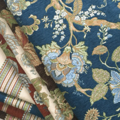 European and American classical jacquard sofa dining chair fabric chenille floral striped home decoration fabric width 1.45 meters