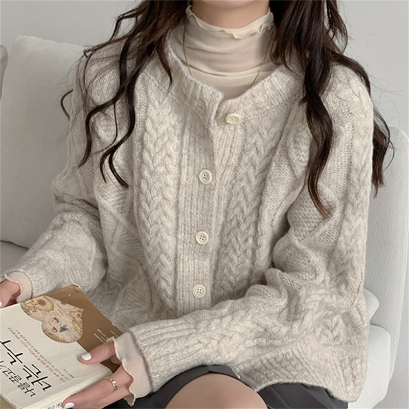 Cardigan Women's Autumn and Winter 2024 New Women's Versatile Knitted Cardigan Loose Korean Style Sweet Long Sleeve Sweater Jacket