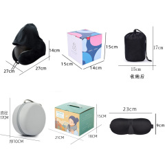U-shaped pillow cross-border best-selling memory foam hooded U-shaped pillow removable and washable hooded neck pillow travel pillow black U-shaped pillow