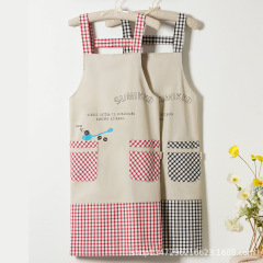 Apron cotton Korean style fashion household waterproof and oil-proof kitchen thin summer ultra-thin apron work clothes customized for women