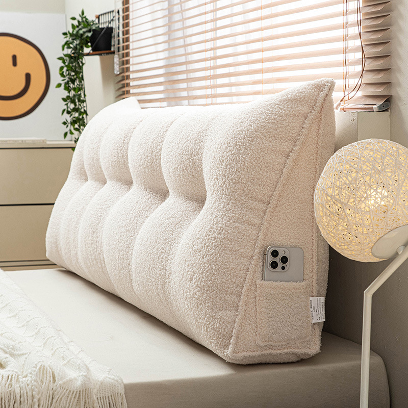 2024 new cross-border bedside cushion large back bed pillow sofa tatami triangle cushion teddy velvet