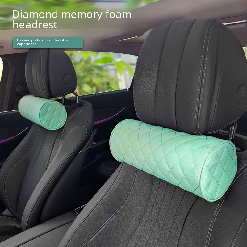 Car headrest, neck pillow, memory foam car headrest pillow, leather all-season car pillow to protect cervical vertebrae
