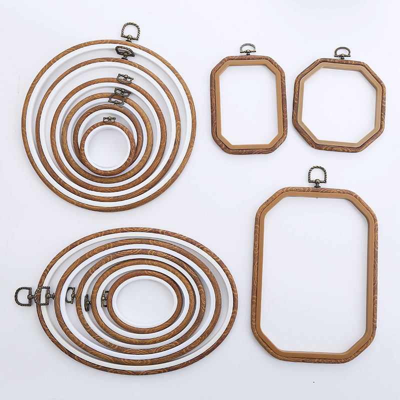 21CM imitation wood embroidery stretch round embroidery cross stitch stretch three-dimensional embroidery hoop sewing DIY manufacturer