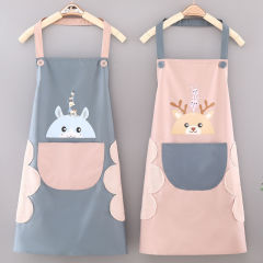 New Chinese style hand-wipeable apron for women's kitchen waterproof and oil-proof apron, fashionable Korean style couple's coverall, cooking work clothes
