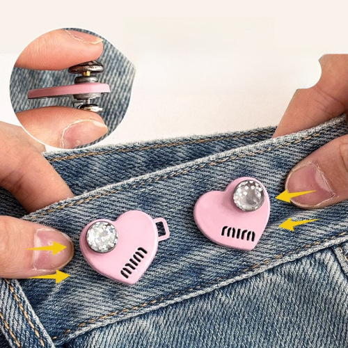 Waist-tightening buttons with love, no sewing, detachable pins, waistband can be changed to smaller tightening buttons, invisible adjustable hidden buttons