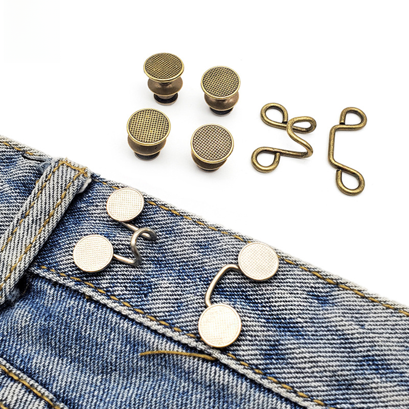 Nail-free detachable jeans anti-exposure buckle Adjustable waist metal bronze silver gun-colored buttons