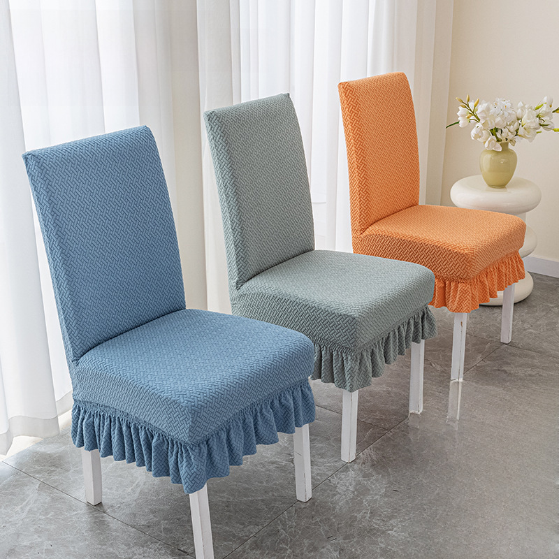 Cross-border jacquard polar fleece thickened one-piece elastic hotel restaurant restaurant chair cover anti-fouling stool cover chair cover