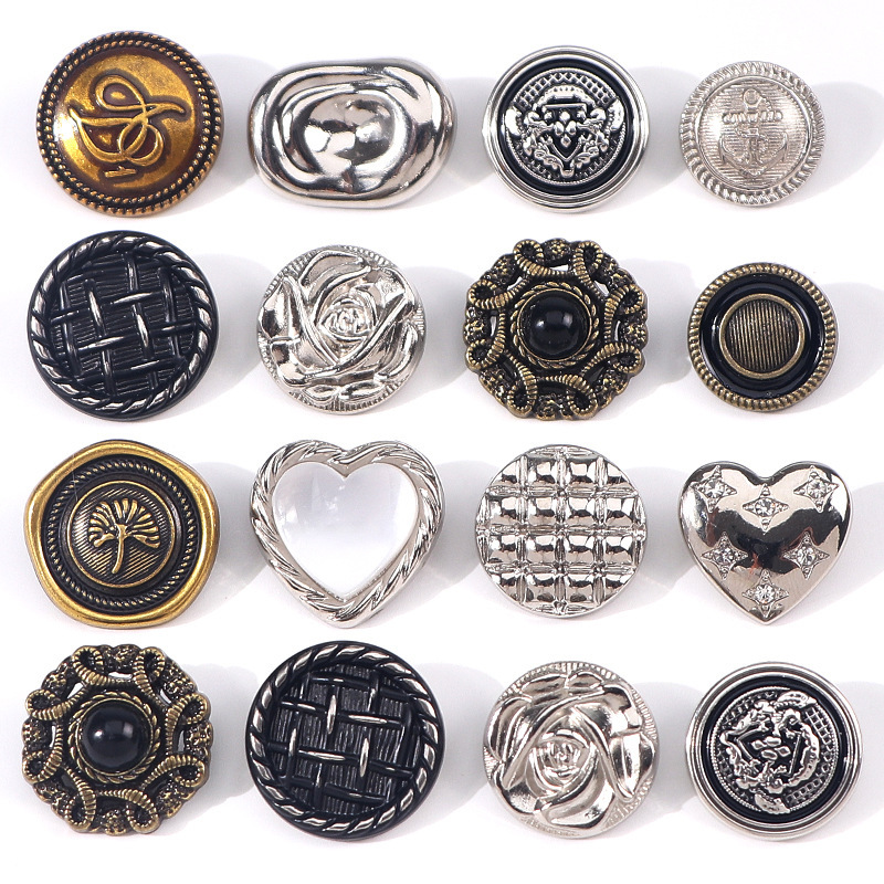 Retro metal woolen coat buttons, versatile cardigan and windbreaker suit buttons, knitted sweater and casual trouser buttons