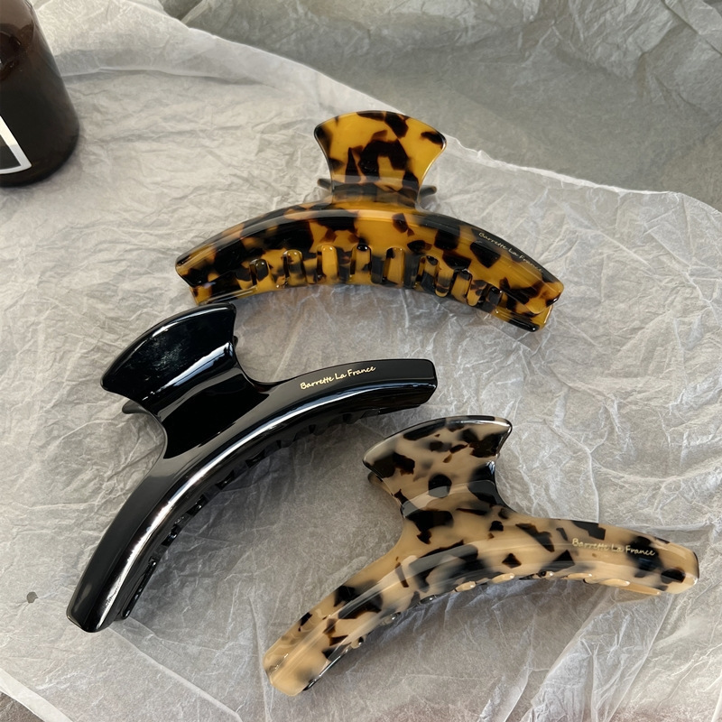 12.5cm Japanese and Korean france French acetic acid curved hair grab leopard print large grab disc hairpin shark clip