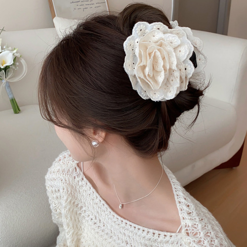 First Love Lace~Flower Clip Women's 2024 New Large Size Hair Display High-end Shark Clip Hair Clip Headgear