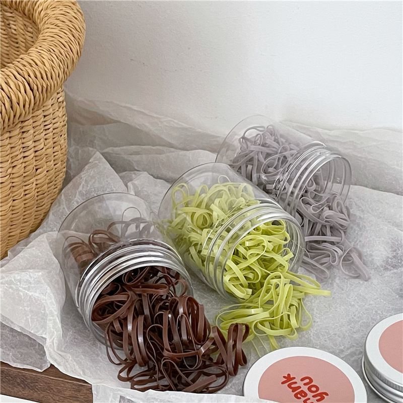 Solid color canned disposable rubber band set new style cute color non-damaging high elastic basic hair rope