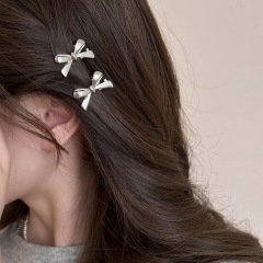 Sweet and cool bow metal small hair clip women's side ear clip forehead seamless bangs broken hair clip hair clip hair accessories