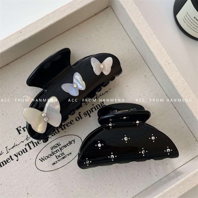 Korean acetic acid heavy industry butterfly shark clip sweet cool hot girl style with drill back head plate hair grab clip hair accessories hair clip for women