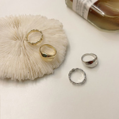 European and American personalized trendy metal texture rings ins style two-piece set of rings temperament cold style index finger ring 970