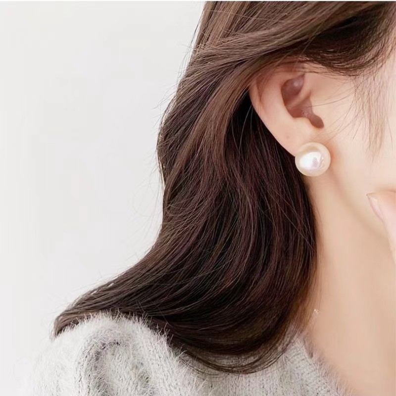 Ins blogger fever's same style pearl sterling silver earrings for women new trendy celebrity internet celebrity temperament ear jewelry