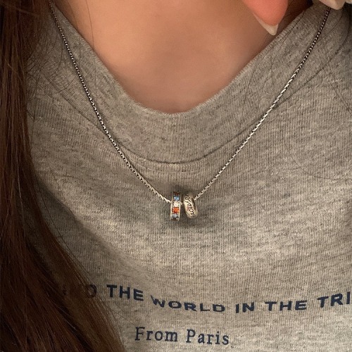 Simple letter colored diamond necklace women's sweatshirt clavicle chain 2024 new niche design high-end accessories wholesale