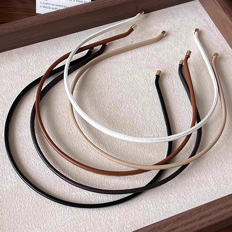 New style simple and fashionable leather thin headband, high-end minimalist style going out hair press headband, temperament hairpin headwear