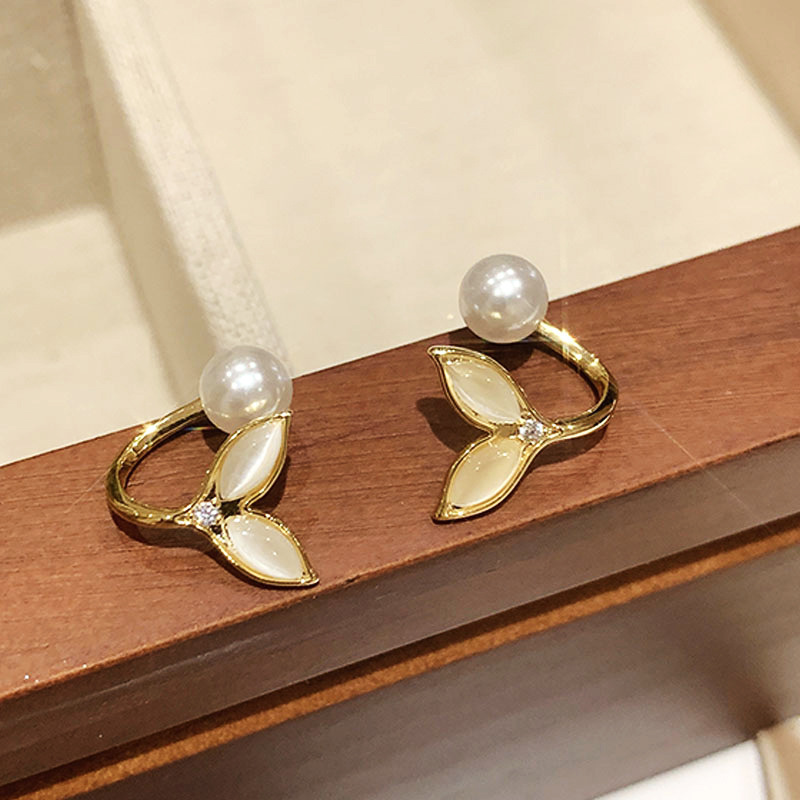 Korean opal fishtail pearl niche light luxury temperament high-end design earrings earrings