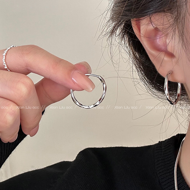 Plain hoop earrings 2024 new popular earrings light luxury high-end temperament hoop earrings female niche unique earrings