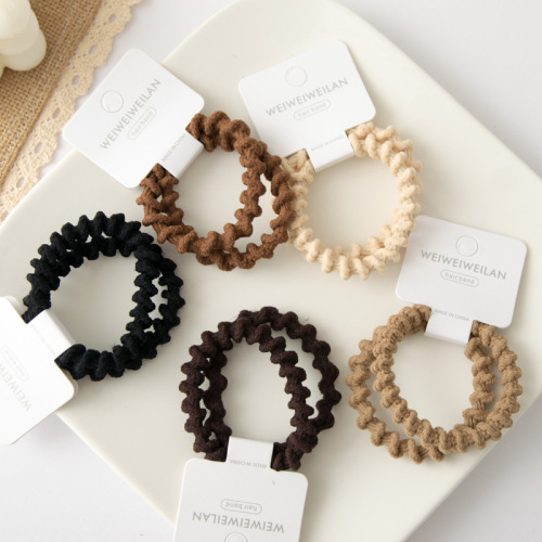 Pack of 2 Thick Threaded Milk Tea Hair Tie Cards, Versatile, High Elasticity, No Damage to Hair, Hair Tie Rubber Band Hair Accessory for Women