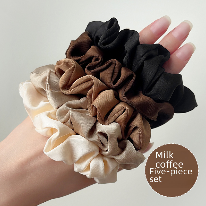 Korean elegant satin large intestine hair tie French high-end light luxury headband fat intestine rubber band hair accessories women's five-color suit