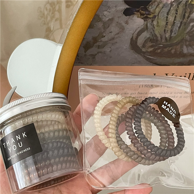 Milk coffee color jelly texture phone cord hair tie set, simple and basic hair rope, ponytail rubber band, new style