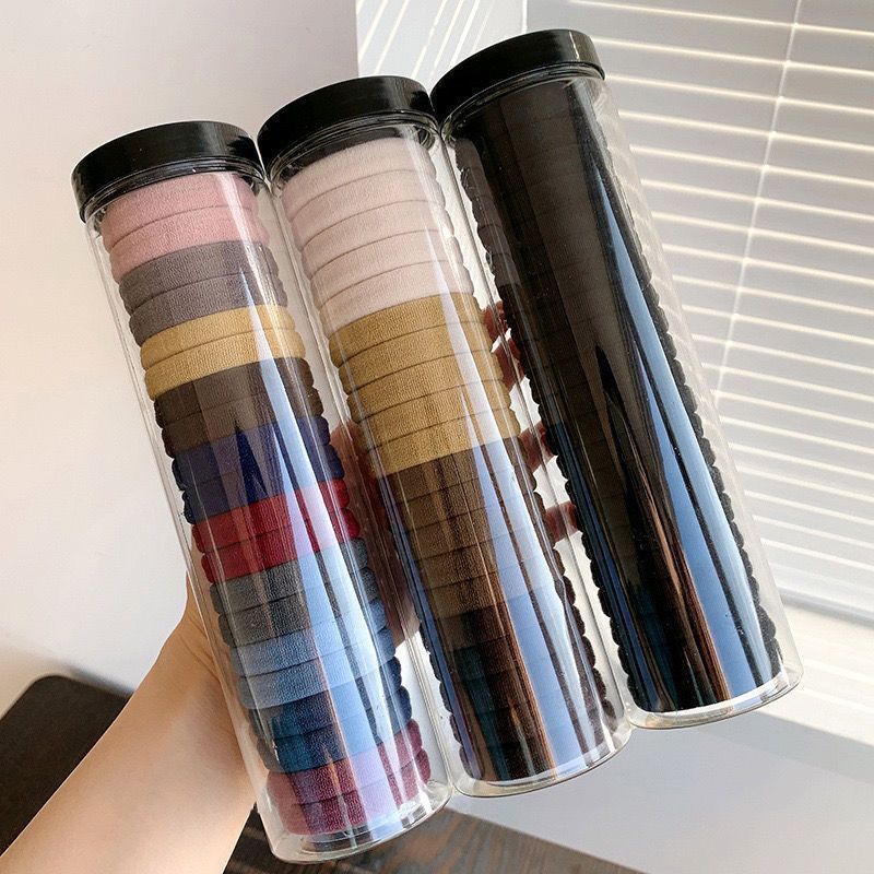 Canned rubber band ins style high-looking headband hair band rubber band women's high elastic and durable leather sheath black hair rope