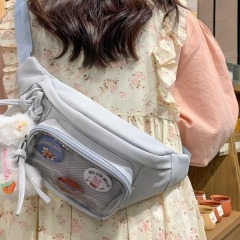 Student sports waist bag Japanese two-dimensional badge bar bag cute girl transparent pain bag soft girl mobile phone chest bag