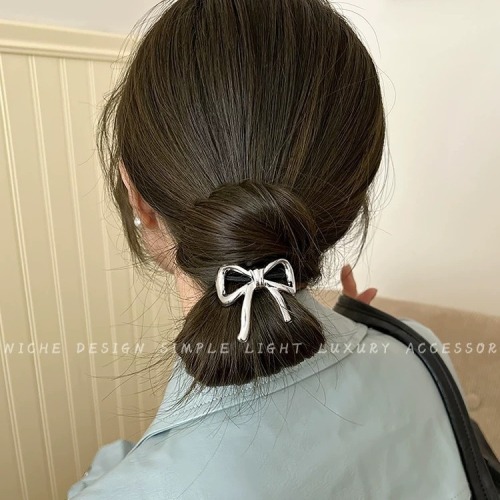 Metal bow hair tie for women high elasticity and durable headband 2024 new high-end rubber band hair tie hair accessories