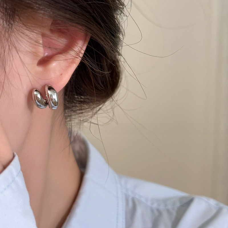 Niche design earrings, new popular style, unique earrings, high-end, simple and versatile metal earrings