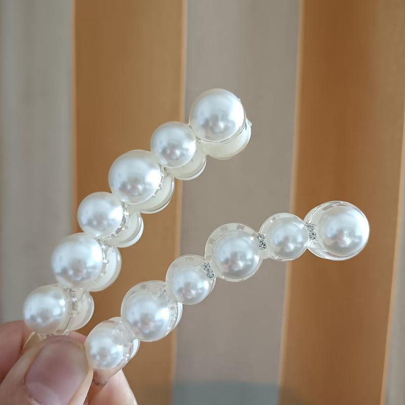 Sweet and simple banana clip, elegant pearl hairpin, ponytail clip for the back of the head, vertical clip, hairpin, twist clip headdress