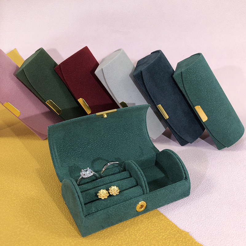 Travel portable arched small jewelry box beaded velvet jewelry storage box fashion jewelry packaging box factory direct sales