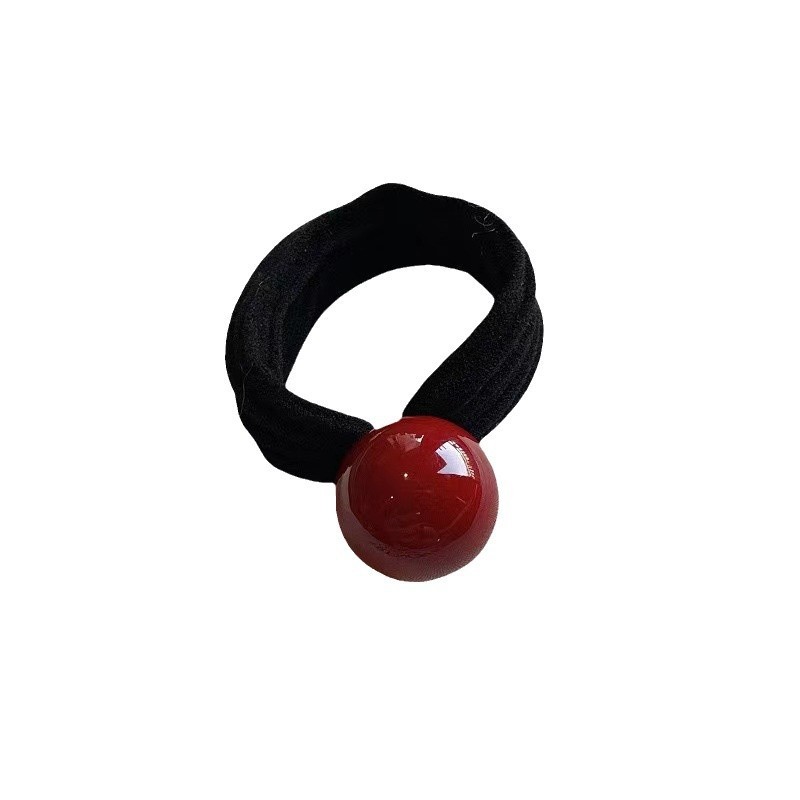 Korean style simple style red ball hair band hair rope girl ponytail hair thick rubber band leather cover rubber band wholesale