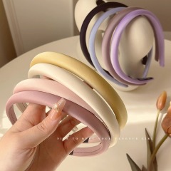 Spring new solid color glossy hair hoop for women with high skull pressure hair headband, simple temperament hair bundle, non-slip hairpin headgear