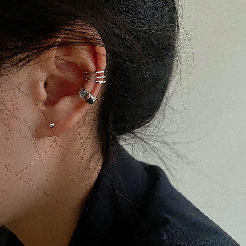 Temperament, fashionable and simple multi-loop ear clips without pierced ears for women, retro Hong Kong style cold style ear bone clips, fairy style and super fairy